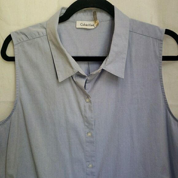 Maternity Calvin Klein Blue Button Up Sleeveless Blouse Top Shirt Size UNKNOWN - Picture 3 of 10
